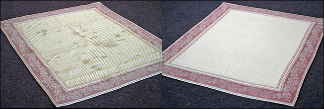 Handmade Cream Rug with Border - Before and After Cleaning